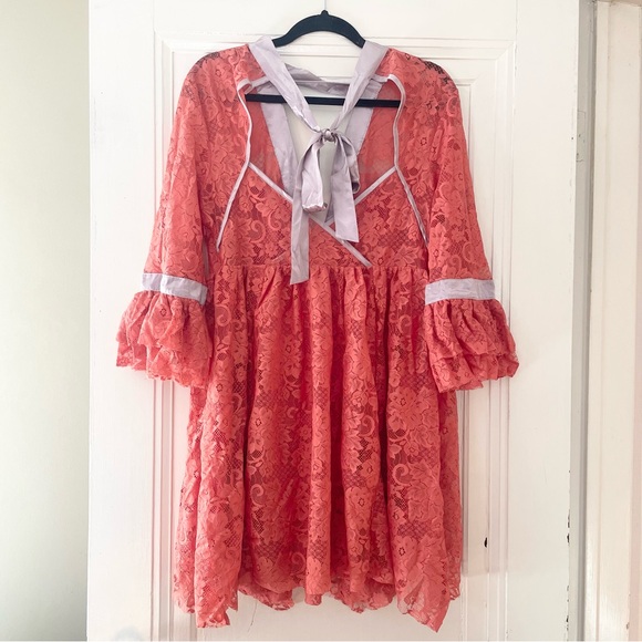 Free People Gilded Lace Mini Dress in Peach, Size L, NWOT - Picture 8 of 13